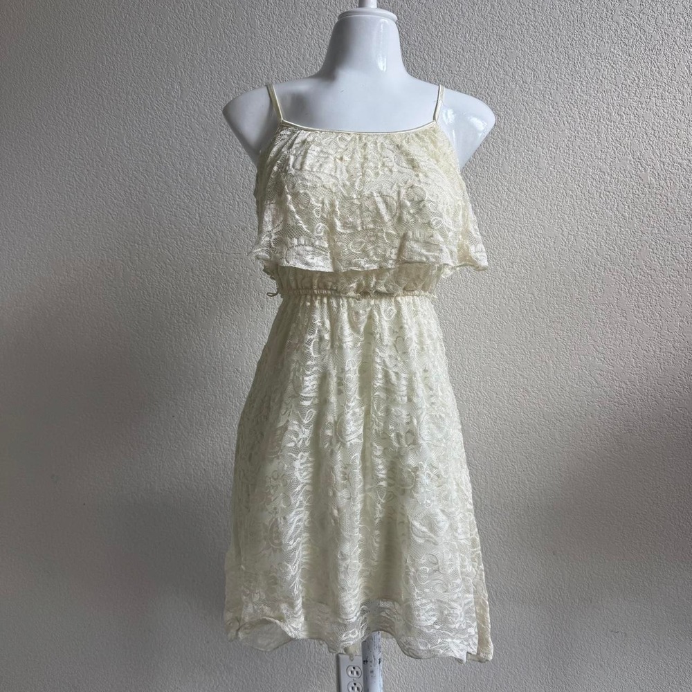 Lily Rose white floral lace mini dress size L